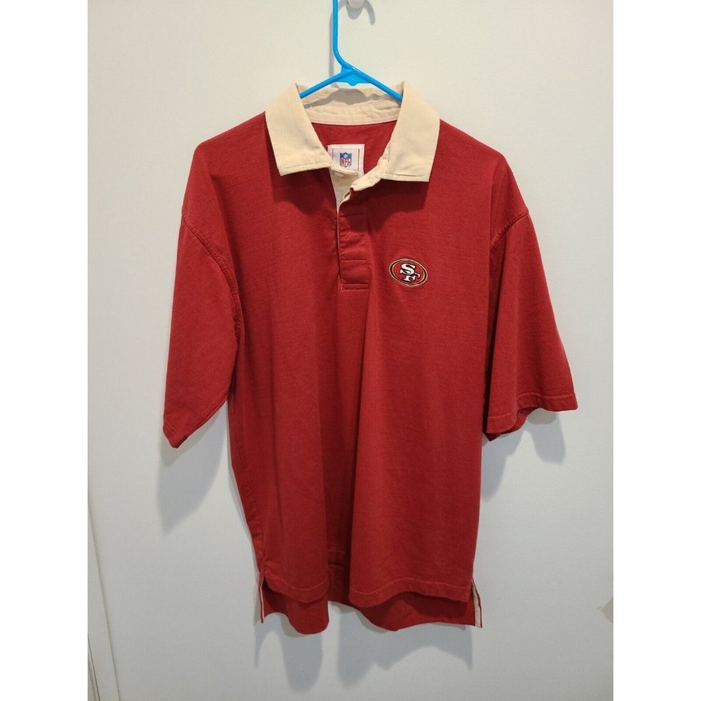 NFL San Francisco 49ers Red Rugby Shirt with Cream Collar